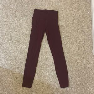 burgundy lululemon leggings with pockets
